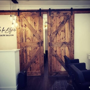 Two Custom Rustic Industrial Sliding Barn Door Custom Made Sliding Barn Door Farmhouse Style rustic Sliding barn door image 1