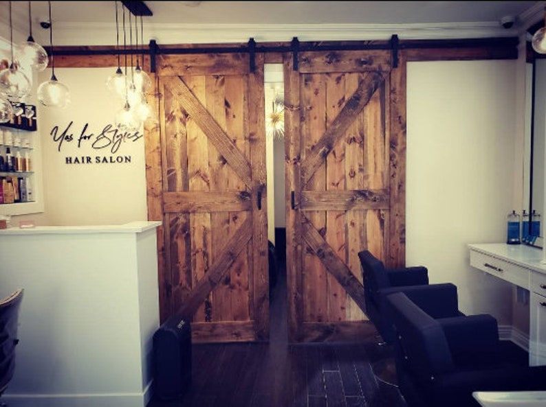 Two Custom Rustic Industrial Sliding Barn Door Custom Made Sliding Barn Door Farmhouse Style rustic Sliding barn door image 1