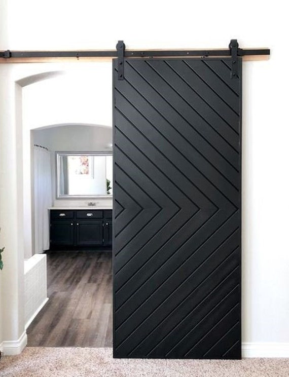 Custom Made Chevron Farmhouse Sliding Barn Door Contemporary Etsy