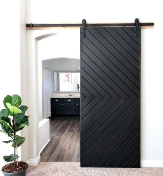 Custom Made Chevron Farmhouse Sliding Barn Door Contemporary Modern Barn Door Modern Farmhouse Barn Door Interior Doors Door Only