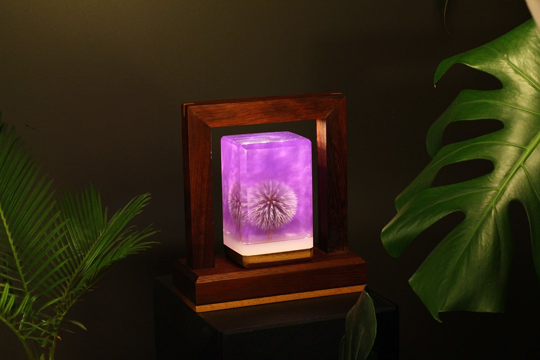 Botanical Lamp, 2022 Color of the Year,epoxy Lamp, Glow in the Dark