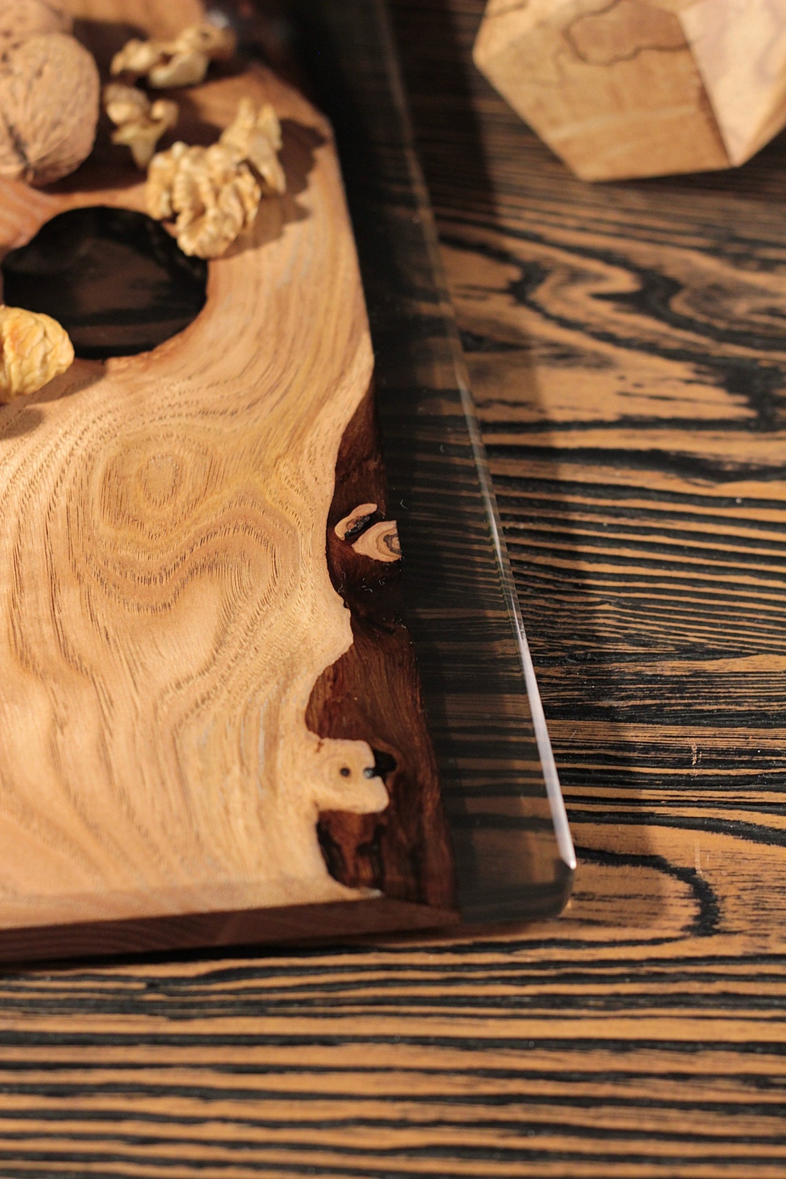 Handmade Live Edge Epoxy Cutting Board Personalized Wooden Etsy