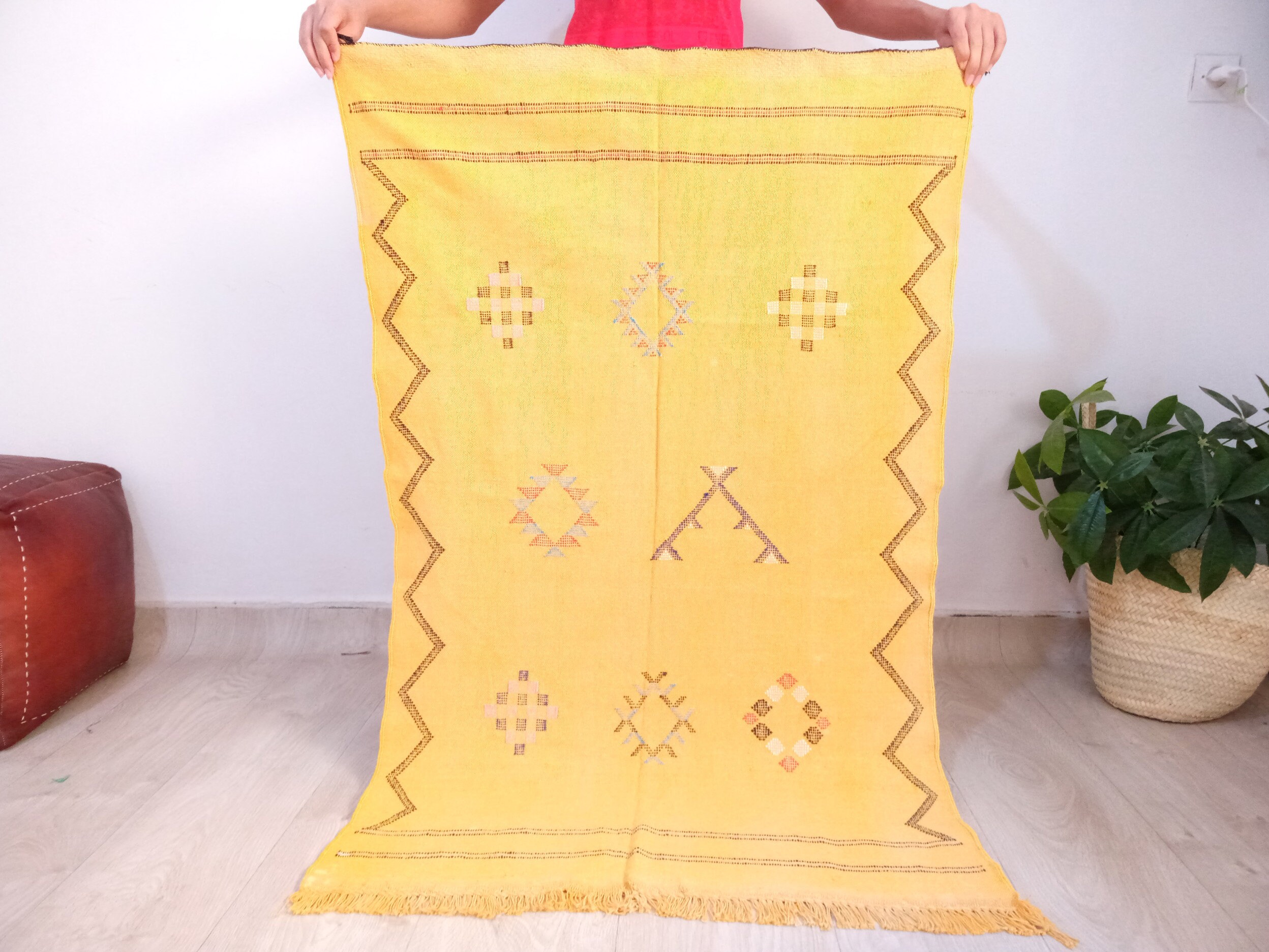 Moroccan Cactus Silk Rug Handmade Rug Berber Carpet Bohemian rug floor rug Organic vegan sabra rug.