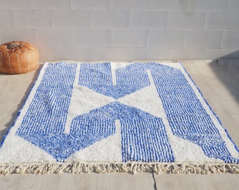 Moroccan handmade rug, shaggy rug Blue Moroccan rug, custom size rug, living room rug, shag rug Large area rug Moroccan style rug