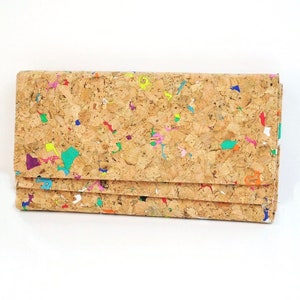 Monedero cartera de corcho, cartera de corcho -arcoiris-