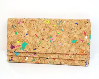 Purse wallet made of cork, cork wallet -rainbow-