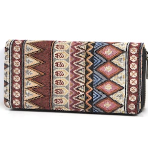 Monedero boho / cartera con estampado étnico / cartera vegana / cartera grande para mujer