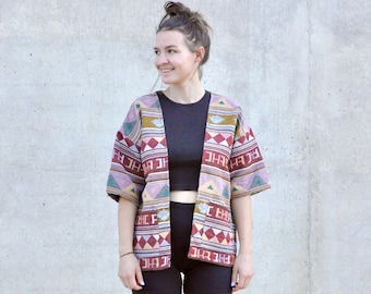 Bohemian Kimono / short jacket / light tribal jacket  / geometric pattern