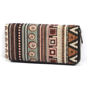 Portefeuille bohème / portefeuille à motif ethnique / portefeuille vegan / grand portefeuille pour femme