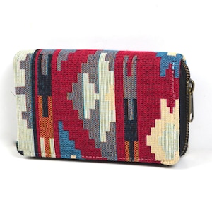Cartera con estampado étnico, cartera boho para mujer, cartera hecha de algodón vegano, cartera de colores
