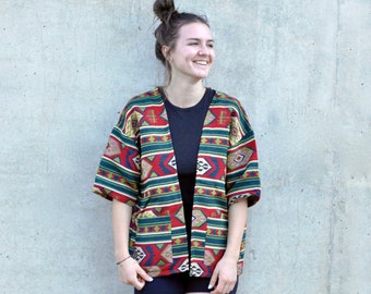 Bohemian Kimono / short jacket / light tribal jacket  / geometric pattern