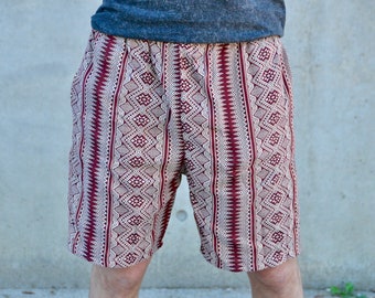 Short ethnique, pantalon court, short d'été, pantalon de plage, motif géométrique