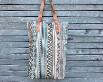 Bolsa, shopper, sacola, sacola de compras, bolsa de ombro com padrão étnico