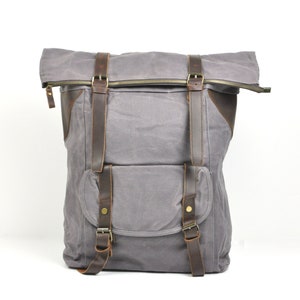 Backpack made of leather and canvas, Canvas bag, travel bag, canvas backpack