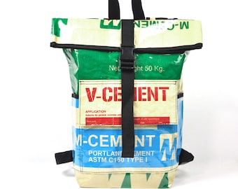 recycled backpack made of cement bags, upcycling bag, backpack