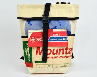 Mochila reciclada hecha con bolsas de cemento viejas, mochila única, mochila reciclada, bolso de mensajero, mochila sostenible, bolso para portátil de 15 pulgadas