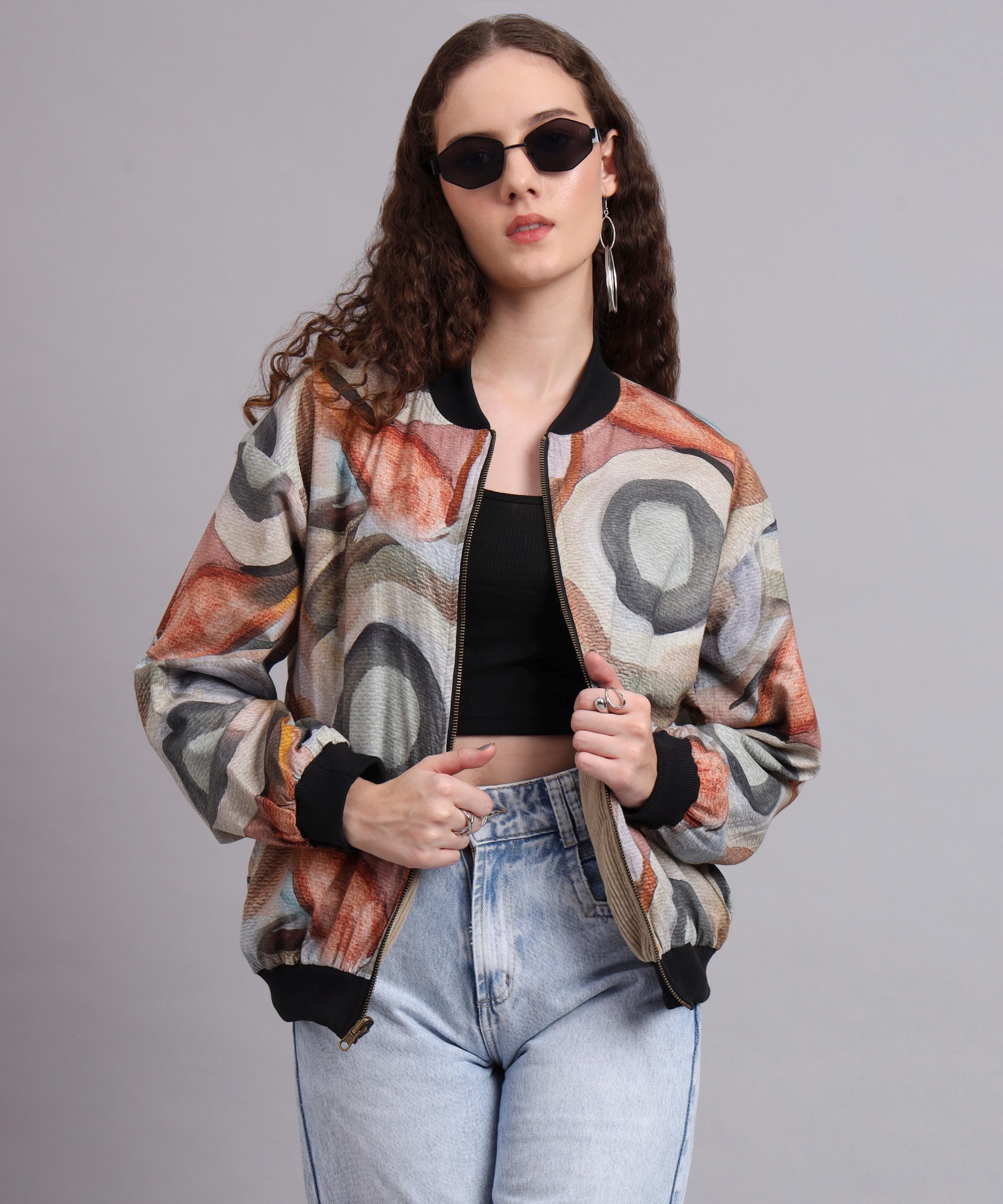 Oversized Corduroy Reversible Bomber Jacket Women - Beige Cord