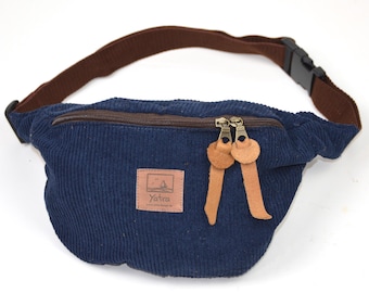 Pochete de veludo cotelê, azul escuro, pochete, pochete, pochete, pochete lisa
