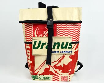 Mochila reciclada hecha con bolsas de cemento viejas, mochila única, mochila reciclada, bolso de mensajero, mochila sostenible, bolso para portátil de 15 pulgadas