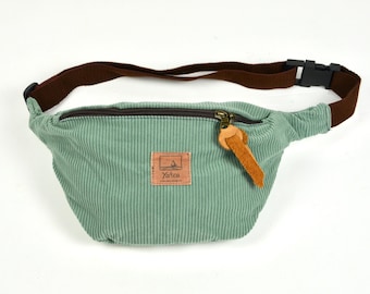 Riñonera de pana, color azul claro, riñonera, cinturón, riñonera lisa