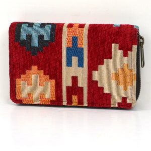 Carteira feminina estilo boho / carteira com padrão étnico / carteira vegana