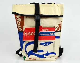 Mochila reciclada hecha con bolsas de cemento viejas, mochila única, mochila reciclada, bolso de mensajero, mochila sostenible, bolso para portátil de 15 pulgadas