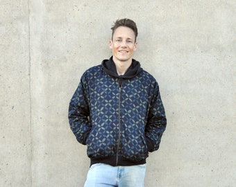 Chaqueta bomber reversible, chaqueta reversible para hombre, chaqueta universitaria unisex, blusón extragrande, chaqueta de algodón para hombre