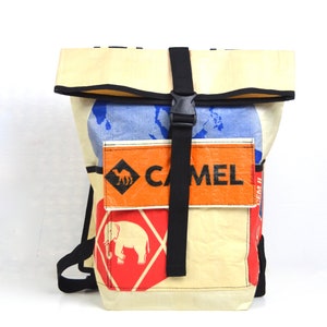 Recycled backpack made from old cement bags, unique backpack, upcycling backpack, courier bag, sustainable backpack, 15 inch laptop bag