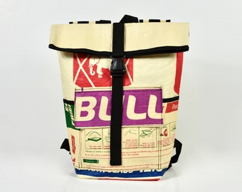 Recycelter Rucksack aus alten Zementsäcken, Unikat Rucksack, upcycling Rucksack, Kuriertasche, nachhaltiger Rucksack, 15 Zoll Laptop Tasche