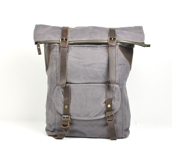 Backpack Made of Leather and Canvas Canvas Bag Travel Bag Canvas Backpack Etsy