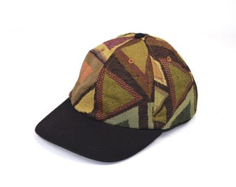 Dad cap with geometric woven pattern - 6 panel baseball hat