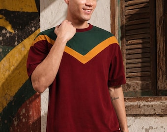 Oversized Cotton T-Shirt for Men – Reggae Colorblock Tee