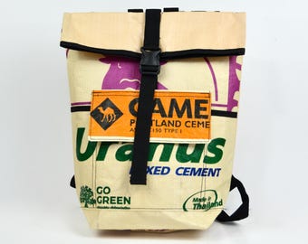 Mochila reciclada hecha con bolsas de cemento viejas, mochila única, mochila reciclada, bolso de mensajero, mochila sostenible, bolso para portátil de 15 pulgadas