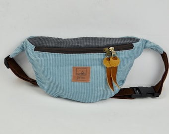 Riñonera de pana, color azul claro, riñonera, cinturón, riñonera lisa