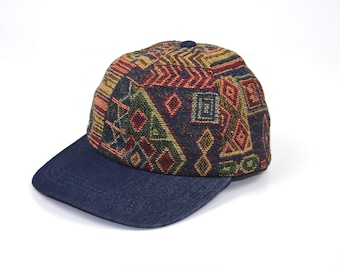Dad cap with geometric woven pattern - 6 panel baseball hat