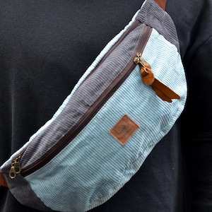 Large corduroy bum bag, XXL bum bag, color block, belt bag, corduroy bum bag, hip bag, neck bag
