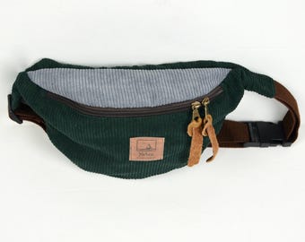 Riñonera de pana, color azul claro, riñonera, cinturón, riñonera lisa