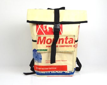 Recycelter Rucksack aus alten Zementsäcken, Unikat Rucksack, upcycling Rucksack, Kuriertasche, nachhaltiger Rucksack, 15 Zoll Laptop Tasche