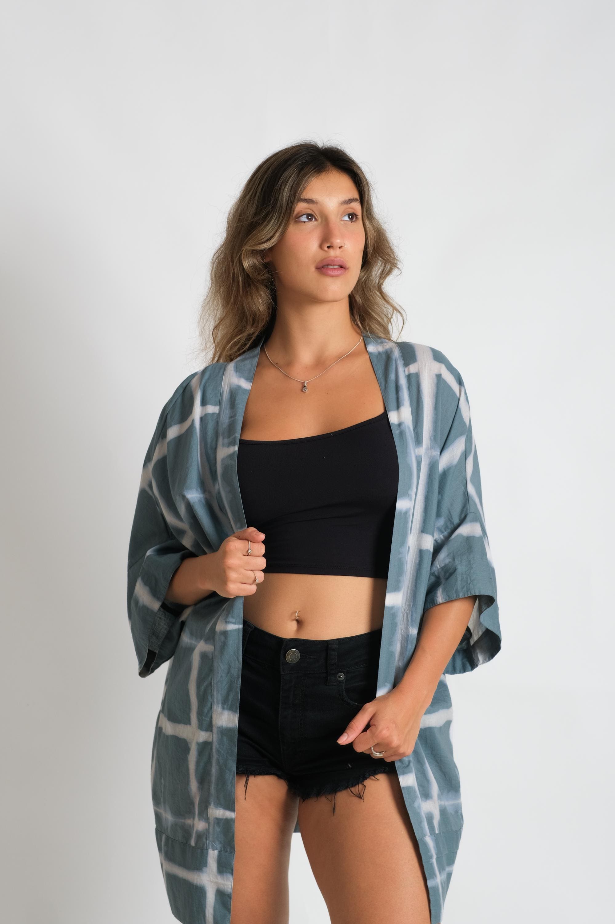 Quimono leve de algodão, quimono batik, blusa colorida, manta