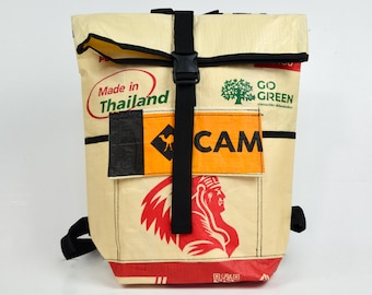 Mochila reciclada hecha con bolsas de cemento viejas, mochila única, mochila reciclada, bolso de mensajero, mochila sostenible, bolso para portátil de 15 pulgadas