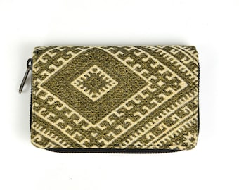 Cartera de algodón colorida para mujer – Monedero con cremallera hecho a mano – Estampado bohemio – Cartera pequeña con estampado étnico
