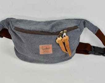 Riñonera de pana, color azul claro, riñonera, cinturón, riñonera lisa