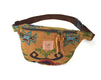 Belly bag, hip bag, fanny pack, belt bag, ethnic pattern, cotton bum bag with geometric pattern