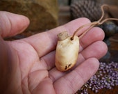 Tree Bead Bag, Shaman Bag, Hemp Bag, Wooden Bag, Vessel, Tobacco Bag, Witch, Ritual