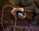 Tree bead bag, shaman bag, hemp bag, wooden bag, vessel, tobacco bag, witch, ritual, with mouse