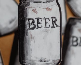 Beer Can Oil Painting Sticker