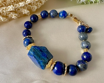 Lapis Lazuli Bracelet. Beaded Bracelet. Lapis Lazuli Jewellery.