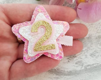 First birthday clip, birthday baby headband, 1st birthday hair bow, birthday hair clip, birthday hair bow, 2nd birthday bow