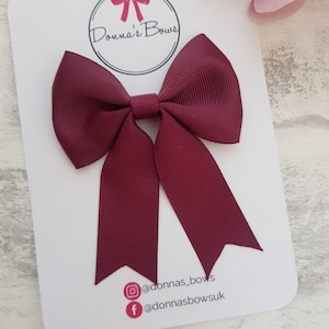 Burgundy sailor bow, sailor hair bow, girls hairbows, hair clips, school hair bows, maroon hair bows, ribbon hairbow, girls hair accessories