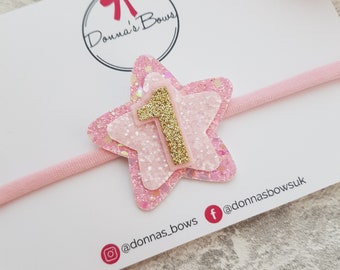 Baby's 1st birthday bow, birthday baby headband, 1st birthday hair bow, birthday hair clip, birthday hair bow, first birthday hair band